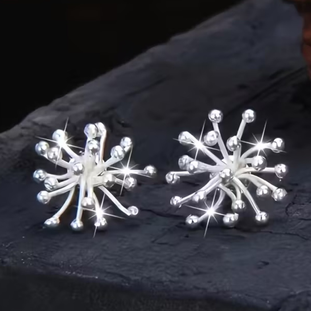 New  silver tone Firework stud Earrings